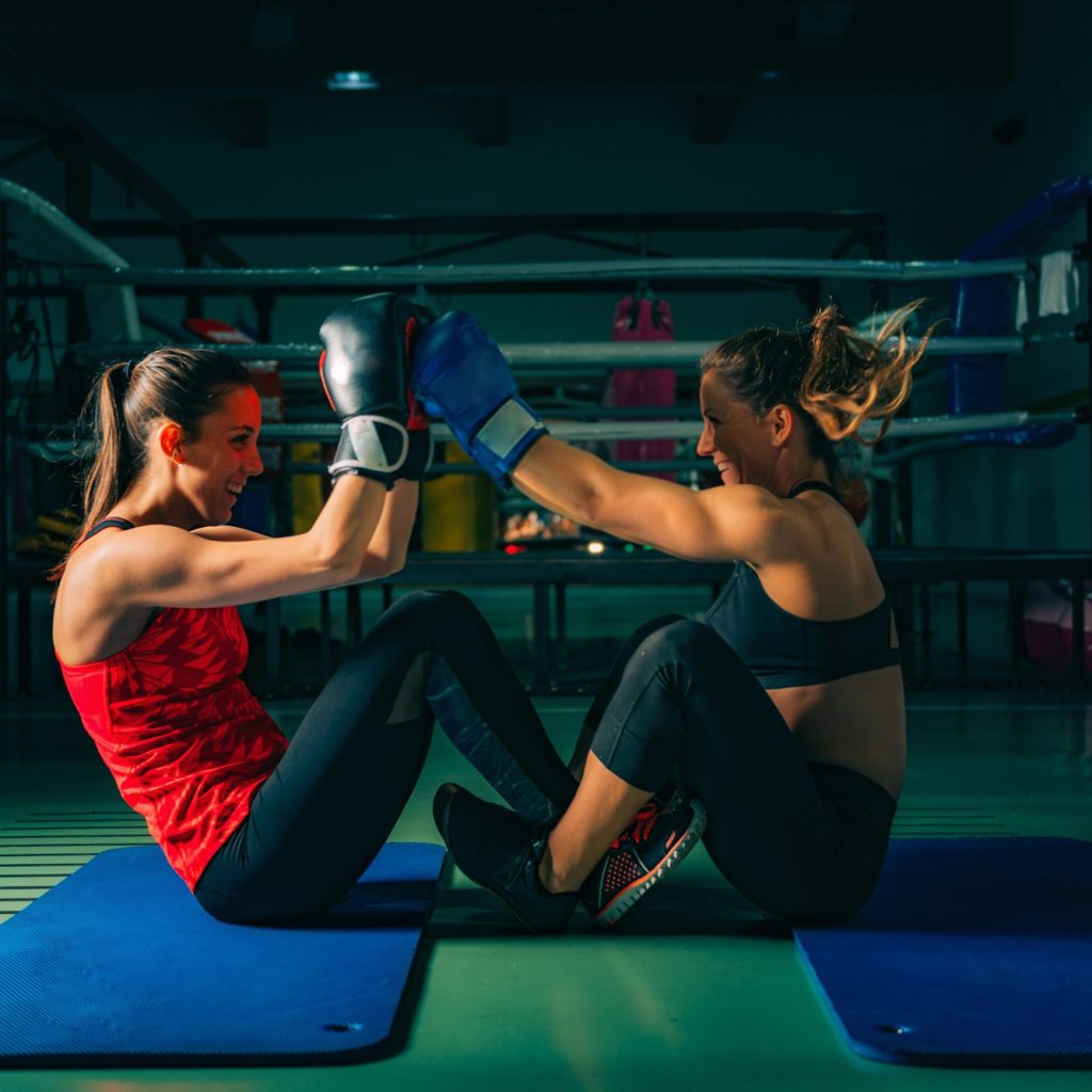 Women on boxing training